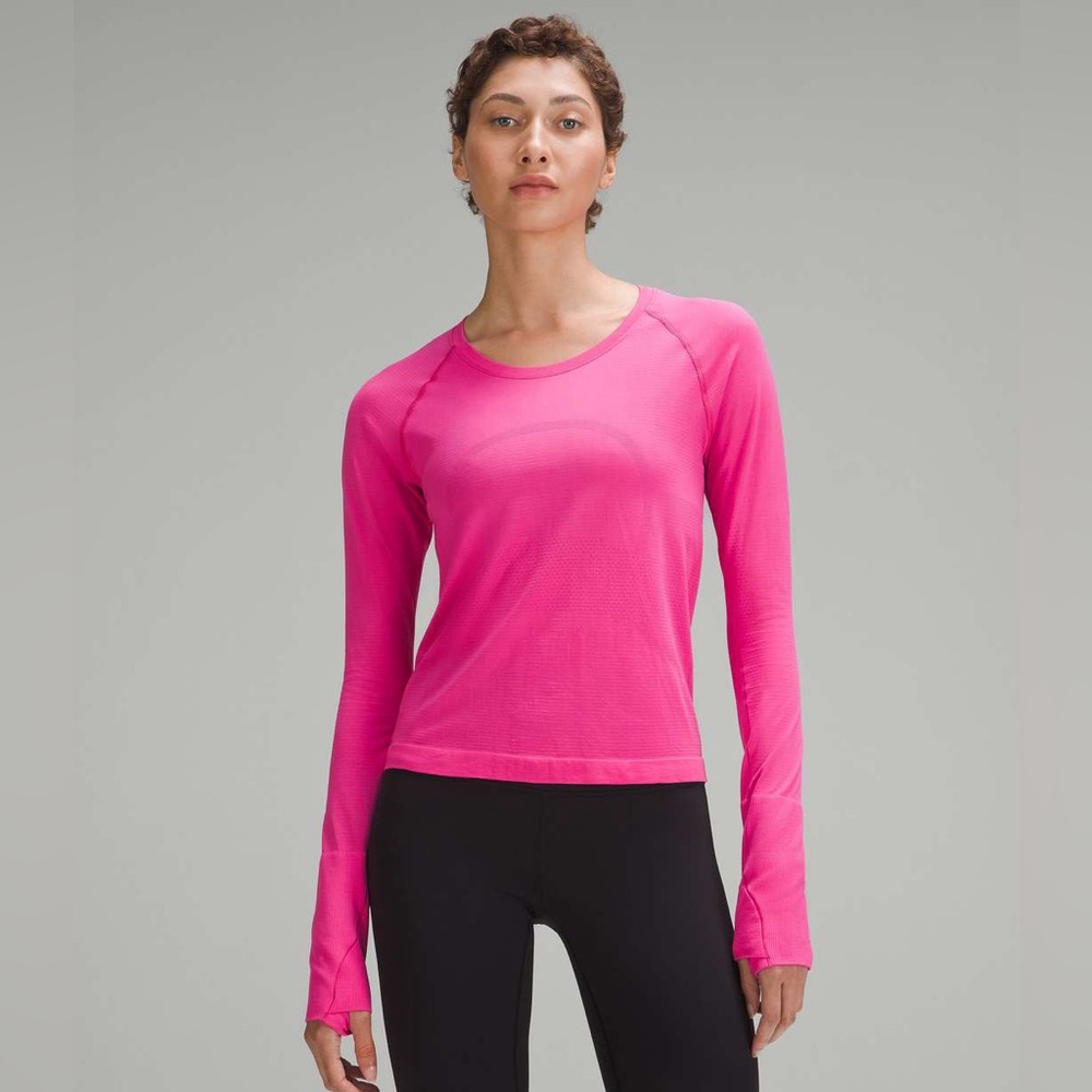 Lululemon long-sleeve Swiftly Tech 2.0 race length; color:Sonic Pink; Like New